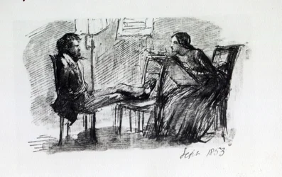 Rossetti wird von Elizabeth Siddal skizziert, September 1853